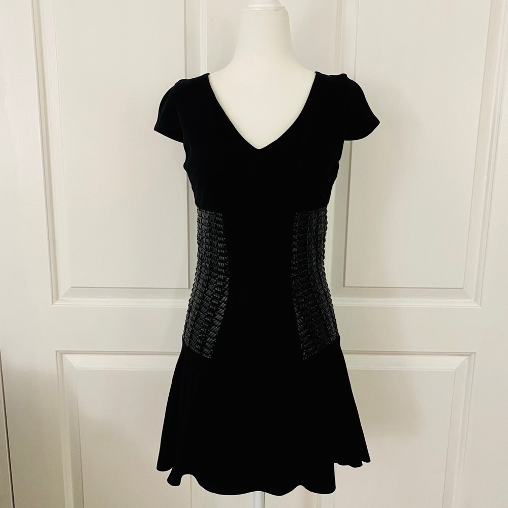 bebe Braided Trim Fit and Flare Dress